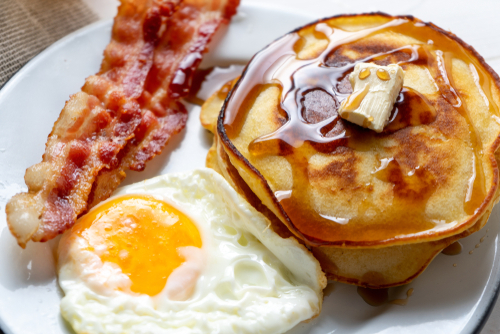 classic,american,breakfast,with,egg,,pancake,and,bacon